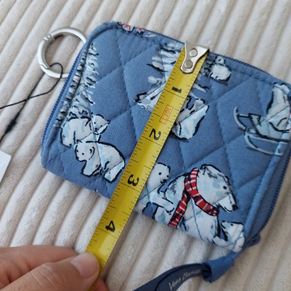 Quilted Blue Polar Bear Keychain Wallet Vera Bradley RFID Petite Zip-Around - Picture 3 of 5